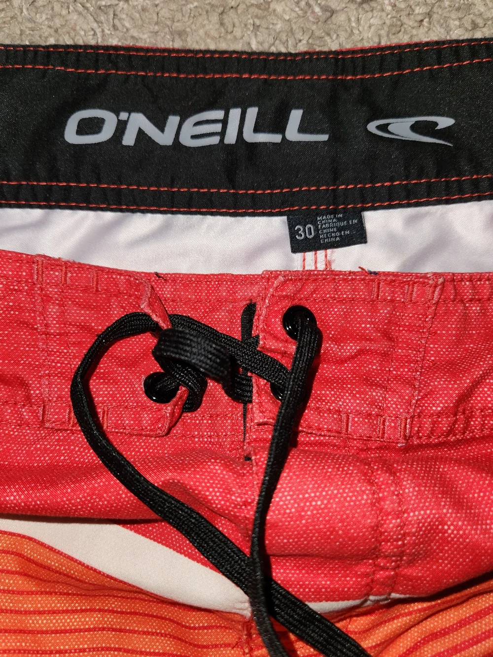 O'Neill Men's Red Orange Striped Swim Trunks Board Shorts